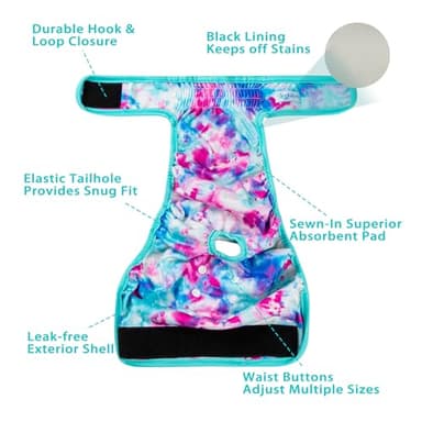 Leekalos Reusable Washable Dog Diapers Female (3 Pack) - Highly Absorbent Doggie Diapers - Size Adjustable Puppy Diaper for Dog Period Panties (X-Large) - Image 2