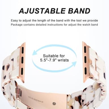 HOPO Compatible With Apple Watch Band 38mm 40mm 42mm 44mm Thin Light Resin Strap Bracelet With Stainless Steel Buckle Replacement For iWatch Series Ultra 9 8 7 6 5 4 3 2 1 SE(Nougat White/Rose - Image 5