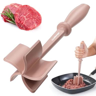 Nylon Hamburger Chopper, 5 Curve Blades Meat Masher Tool for Ground Beef, Turkey and More, Heat Resistant Non-scratch Utensil - Image 1