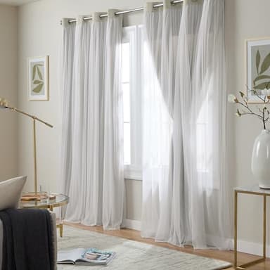 TOWN & COUNTRY LUXE Talia Double Layer Indoor Curtains, Sheer and Room Darkening Blackout, Grommet Top, Energy Efficient, 2-Pack Set, 52"W x 120"L (Pack of 2), Cloud Grey 2 Count - Image 3