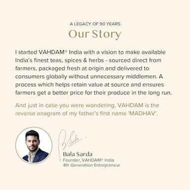 VAHDAM, Turmeric Moringa Tea Bags (100 Herbal Tea Bags) Caffeine Free, Non GMO | 100% Pure Herbal Blend - Sweet & Earthy | Resealable Ziplock Pouch - Image 7