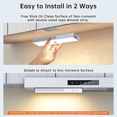 LED Closet Light with Charging Station, 6 Pcs 30LEDs 8'' Dimmer Rechargeable Motion Sensor Under Cabinet Lighting with Remote Control, Wireless Stick-Anywhere Night Light for Wardrobe,Kitchen - Image 6