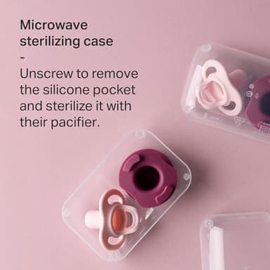 Tommee Tippee Limited Edition StayPut Pocket, Includes Ultra-Light StayPut Pacifier and Microwave Sterilizer Case, BPA-Free Silicone, 0-6 Months, Grape and Blush - Image 8