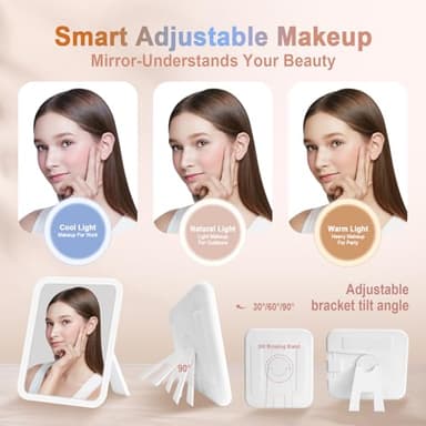 Travel Makeup Bag With 360° rotating LED Mirror,Waterproof cosmetic organizer,Portability Cosmetic case,Makeup organizer,Gift for Women,Girls Gift (Brown) - Image 2