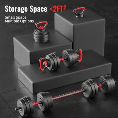 Fitvids Multi-Functional Portable Changeable Dumbbell and Barbell Kettlebell Set with Adjustable Weights, 40LBS or 60LBS Sets, Multiple Styles - Image 4