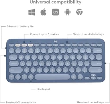 Logitech K380 Multi-Device Bluetooth Keyboard for Mac, Blueberry (Renewed) - Image 6