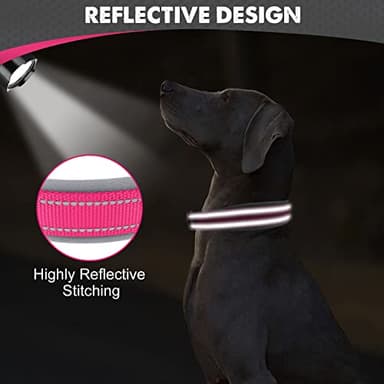 Joytale Dog Collar for Large Dogs, Neoprene Padded and Adjustable, Reflective Wide Heavy Duty Pet Collars with Durable Metal Belt Buckle for Walking, Hotpink, L - Image 4