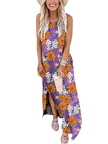 ANRABESS Women Casual Loose Sundress Sleeveless Split Maxi Long Beach Shirt Dress Travel Vacation 2025 Summer Outfits Floral Print XX-Large - Image 6