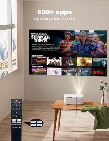 Projector with WiFi and Bluetooth [for Netflix & 600+ Native Apps & 800 ANSI] Outdoor-Projector: Electric Focus & 4P Keystone, Lisowod L02 1080P Portable-Mini-Movie-Projector with Whale TV - Image 3