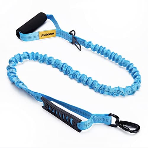 LEADSOM 6FT Highly Reflective Heavy Duty Elastic Bungee Medium and Large Dog Leash Shock Absorbing with Comfortable Padded Handle and Traffic Handle Suitable for Training Light Blue - Image 1