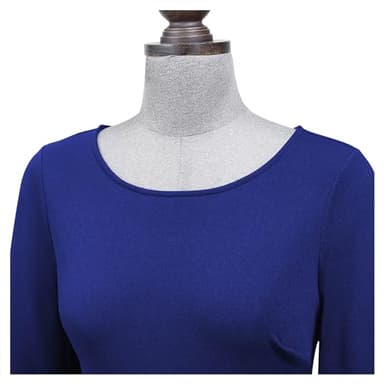 AISIZE Women's 1940s Retro 3/4 Sleeve Tie Waist Business Work Pencil Dress Royal Blue - Image 5