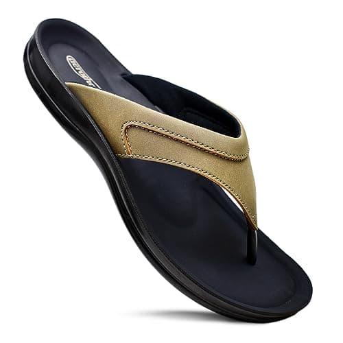 AEROTHOTIC Comfortable Arch Support Flat Sandals for Women Comfy Toe Post with Cute Soft Padded Straps Casual Fashion Vacation Essentials Dressy Shower Sandals (Terrene Khaki, Size 8) - Image 1