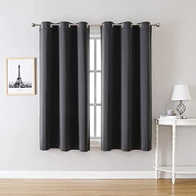 ChrisDowa Grommet Blackout Curtains for Bedroom and Living Room - 2 Panels Set Thermal Insulated Room Darkening Curtains (Dark Grey, 42 x 63 Inch) - Image 2
