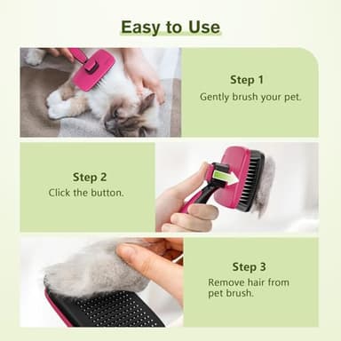 Pecute Self-Cleaning Slicker Brush for Dogs, Cats, Lightweight Dog Brush for Shedding Massaging Grooming, Cat Brush Gently Removes Loose Fur Undercoat for Small Dogs Cats Rabbits of All Hair Types - Image 7