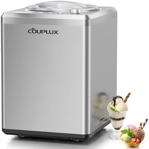 COUPLUX 2.64 Qt Ice Cream Maker with Compressor, Automatic Ice Cream Machine with No Pre-Freezing & 80% Faster Freezing, Largest Capacity, LCD Display & Timer, 2H Keep Cool, All Stainless Steel - Image 1