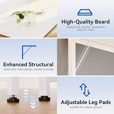 Casaottima 40" Small Computer Home Office Desk for Bedroom with Fabric Drawers & File Cabinet, Cloth Storage Bag and Hook, Writing Study Work Table for Small Space, White - Image 5