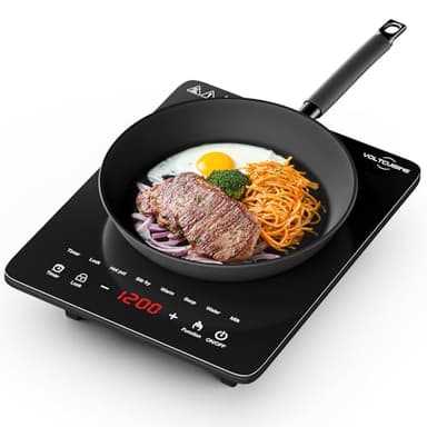VoltCuisine Portable Induction Cooktop 1200W, Single Burner Hot Plate, 8 Power Levels, Timer & Child Safety Lock, Countertop Burner for Dorm, RV, Apartment, Small Kitchen - Image 1