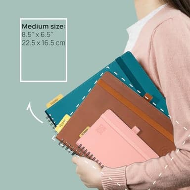 POPRUN Planner 2025-2026 (Medium - 6.5'' x 8.5'') Academic Weekly Calendar (July 2025 - June 2026) with Hourly Time Slots, Monthly Tabs, 100GSM Thick Papers, Spiral Leather Cover - Black - Image 2