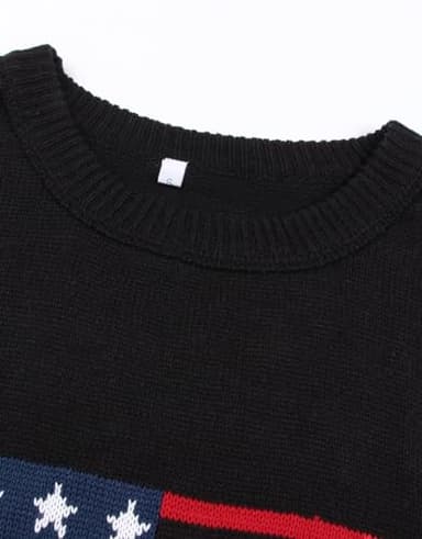 Allifewithu Women's Cap Sleeve Top Crew Neck Summer Sweater Vest American Flag Lightweight Sweaters Tops Black X-Large - Image 8