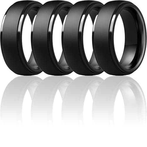ThunderFit Silicone Men’s Wedding Rings, 10mm Wide 2.5mm Thick Rubber Wedding Bands-Variety Multipack 1-7 - Image 1