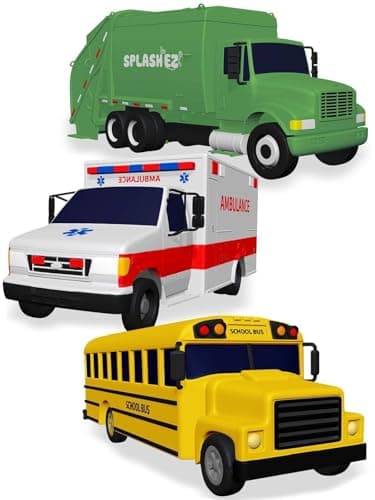 SplashEZ Mold Free Car Bath Toys for Kids | Toddler Bath Toys with No Hole for Water | Vehicles Set Ideal Size for Little Hands | Safe, Durable for Endless Tub Fun | Great for Boys & Girls Ages 0+ - Image 1