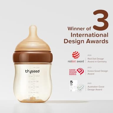Thyseed PPSU Natural Anti-Colic Baby Bottles | Newborn Breast Like Nursing Bottle for Breastfed Babies with Nipple(3-7 Months),8oz,1 Pack - Image 2
