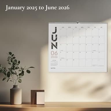 Paper Play Horizontal Wall Calendar 2025-2026, 18 Months Hanging Calendar (January 2025 to June 2026) Modern Design with Notes Section 11x13.5 Inches - Image 6