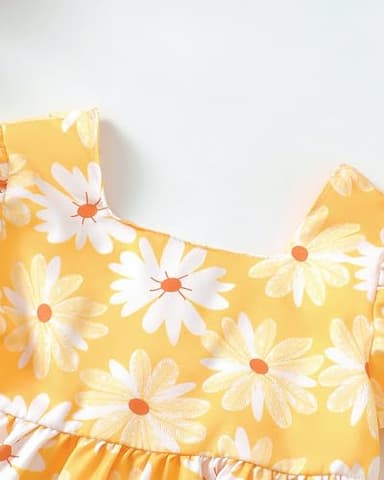 Toddler Girl Clothes 2T 3T Summer Outfit Girls Boho Daisy Swing Dress Princess Short Sleeve Casual Sundress Cute Toddler Yellow Dresses 2 3 Year Old - Image 7