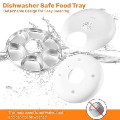 GAMKII Automatic Cat Feeder for Wet Food, 6 Meals Cat Food Dispenser with 2 Ice Packs, Programmable Timer, Rechargeable Cordless Auto Pet Feeder for Cats Small Dogs- Stainless Steel Food Tray, White - Image 6