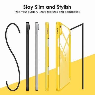 VIKESI Case for iPad (A16) 11-inch 2025 and iPad 10th Generation 10.9 Inch 2022, Clear Back and TPU Shockproof Frame Cover [Built-in Pencil Holder, Support Auto Sleep/Wake] - Yellow - Image 6