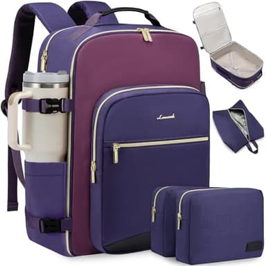 LOVEVOOK Large Travel Backpack for Women & Men, 40L Carry on Backpack for Airplanes, TSA Personal Item Travel Bag fits 17" Laptop, Waterproof Travel Essentials Airline Approved with 3 Packing Cubes - Image 1