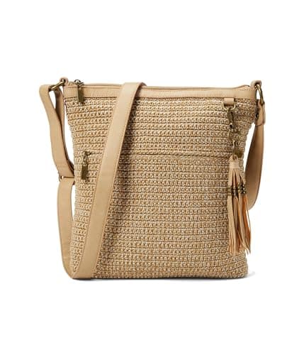 The Sak Lucia Crossbody Bag in Crochet, Convertible Purse with Adjustable Shoulder Strap, Bamboo Static - Image 1