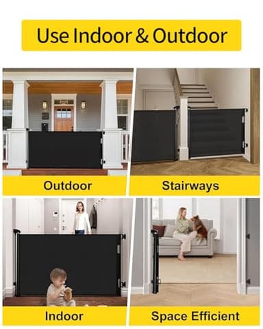2 Pack Retractable Baby Gate,Mesh Baby Gate or Mesh Dog Gate,33" Tall,Extends up to 55" Wide,Child Safety Gate for Doorways, Stairs, Hallways, Indoor/Outdoor（Black,33"x55" - Image 6