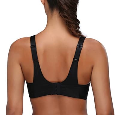 Wingslove Women's Full Coverage High Impact Wirefree Workout Non Padded Sports Bra Bounce Control (Black,36DDD) - Image 6