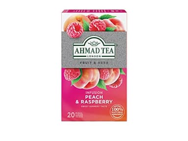 Ahmad Tea Infusions, Peach and Raspberry Teabags, 20 ct (Pack of 1) - Decaffeinated & Sugar-Free - Image 1