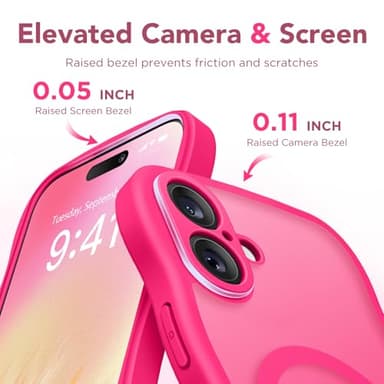 CAPRARO for iPhone 16 Case for Women Girls, Upgraded [Full Camera Protection] [Compatible with MagSafe] Cute Wave Translucent Matte Phone Case for iPhone 16, Hot Pink - Image 7