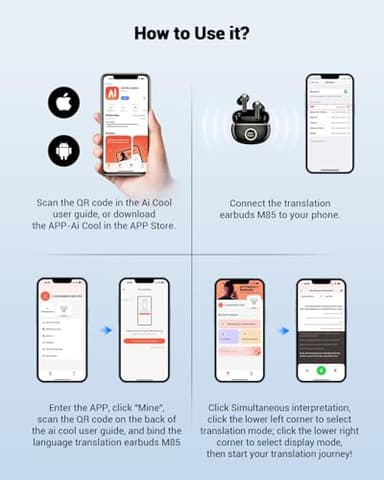 Ai Translation Earbuds Real Time, Language Translation Earbuds,Supports 144 Languages Online Translation,TWS Language Translator Earphone with Bluetooth and APP,Fit iOS & Android for Travel Business - Image 7