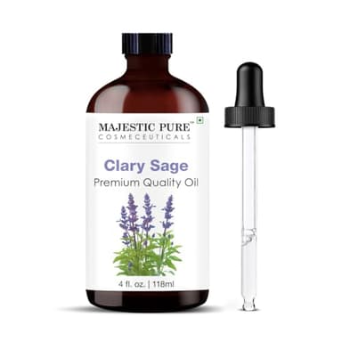 Majestic Pure Clary Sage Essential Oil with Glass Dropper - Huge 4 Fl Oz - 100% Pure and Natural Clary Sage Oil - Premium Grade Essential Oils for Diffuser, Aromatherapy, Soap and Candle Making - Image 1