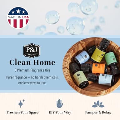 P&J Fragrance Oil Clean Home Set | Lemongrass, Fresh Cotton, Clean & Fresh, Aloe, Bamboo, Orange Candle Scents for Candle Making, Freshie Scent, Soap Making Supplies, Diffuser Oil Scents - Image 3