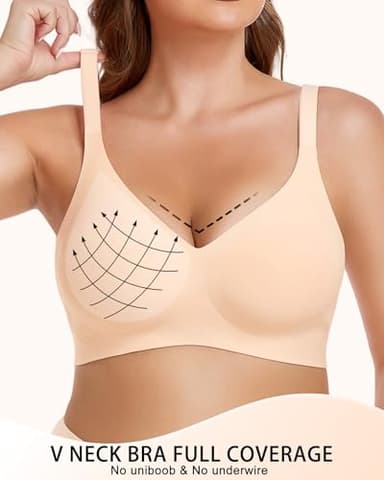 Gailife Smooth Wireless Bras for Women No Underwire Comfort Seamless Supportive Bra Raceback Push Up Bralettes Full Coverage -ND,M Nude - Image 4