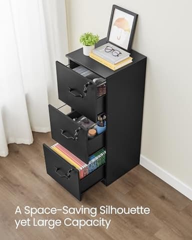 VASAGLE 3 Drawer File Cabinet, File Cabinet with Lock, Printer Stand, Office Filing Cabinet Organizer, for A4 and Letter Size Files, Ink Black UOFC055B16 - Image 4