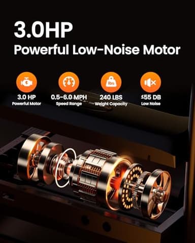 YUEJIQI Treadmills for Home, 3.0HP Foldable Treadmill with Incline, Small Space Portable Running Machine, 240 Lbs Capacity with 12 Preset PROG, LED Display, Speaker and Cup Holder - Image 2