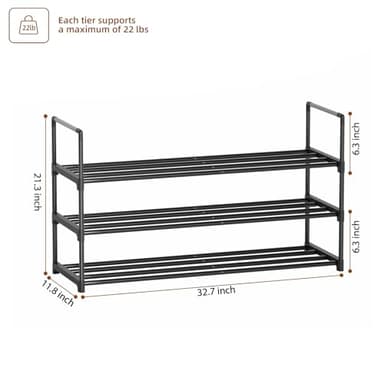 Shoe Rack, 3-Tier Shoe Organizer, Sturdy Shoe Storage Shelf, Perfect for Front Door Entrance, Closet & Entryway, Easy to Assemble, DIY Layering Options (S - 3 Tier) - Image 3