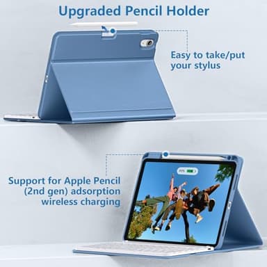 Wenlaty Keyboard Case for iPad Air 11-inch Case with Keyboard (M3/M2, 2025/2024) & Air 5th/4th Generation 10.9'' - Detachable Wireless, Thin & Light Cover with Pencil Holder for iPad Air 11-inch, Blue - Image 6