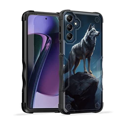 EFGWSDER for Galaxy A14 5G Case,[Dual Layer][10 FT Military Grade Drop Protection] [Non-Slip] Heavy Duty Shockproof Case for Samsung Galaxy A14 5G 6.6" 2023,Wolf Moon Night - Image 1