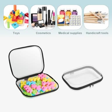YQBRAO Hard Sided Clear Zipper Case for Storage- Professional-Grade Plastic Clear Zipper Pencil Case,Toy Storage Bins, Toiletry Pouch, Travel Organizer, Cosmetic Bag（Black,2 Pack, M - Image 6