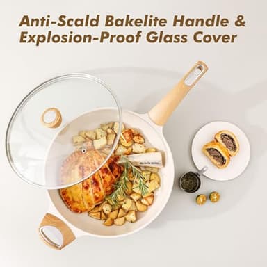 SENSARTE Ceramic Nonstick Frying Pan Skillet with Lid, 12 Inch Large Deep Frying Pan, 5 QT Saute Pan, Induction Pan, Healthy Non Toxic Cooking Pan with Helper Handle, PFOA PFAS PTFE Free - Image 7