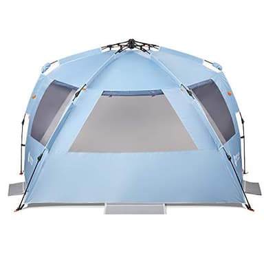 Easthills Outdoors Instant Shader Dark Shelter XL Beach Tent 99" Wide for 4-6 Person Sun Shelter UPF 50+ with Extended Zippered Porch Sky Blue - Image 2