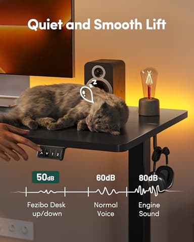 FEZIBO Electric Standing Desk, Height Adjustable Stand up Desk, 40 x 24 Inches Sit Stand Home Office Desk, Computer Desk, Black - Image 8