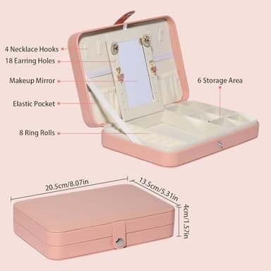 Xilitata Travel Jewelry Box, Small Jewelry Box for Women Storage, Jewelry organizers and storage,Portable Jewelry Case for Necklace Earring Rings Bracelets - Image 2